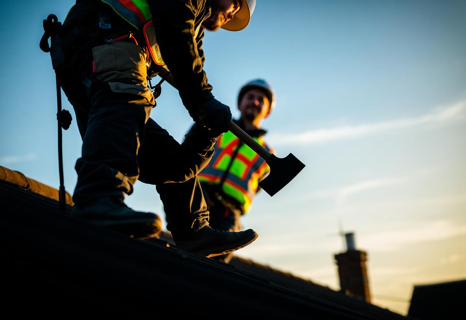 Professional UK roofer at work